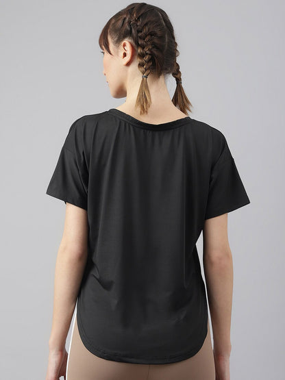 MKH Typography Printed Drop-Shoulder Sleeves Dri-FIT Sports T-shirt