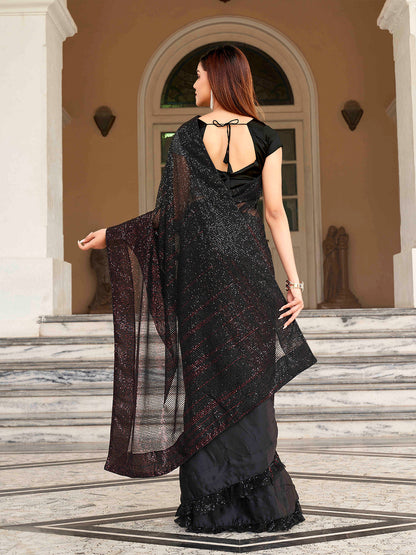 Tikhi Imli Sequinned Satin Heavy Work Saree