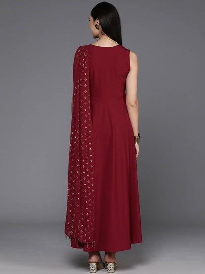 Ahalyaa Women's Traditional wear Ethnic Dress - Maroon