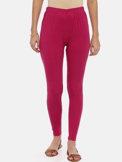 Souchii Magenta Solid Slim-Fit Ankle-Length Leggings