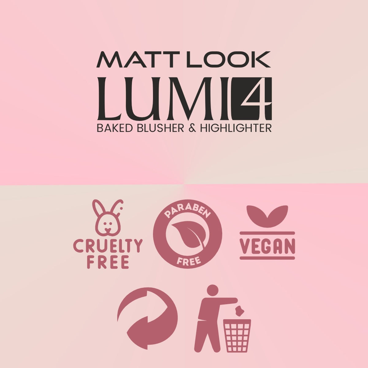 Matt Look Lumi 4 Baked Blusher & Highlighter - Lust Of Love