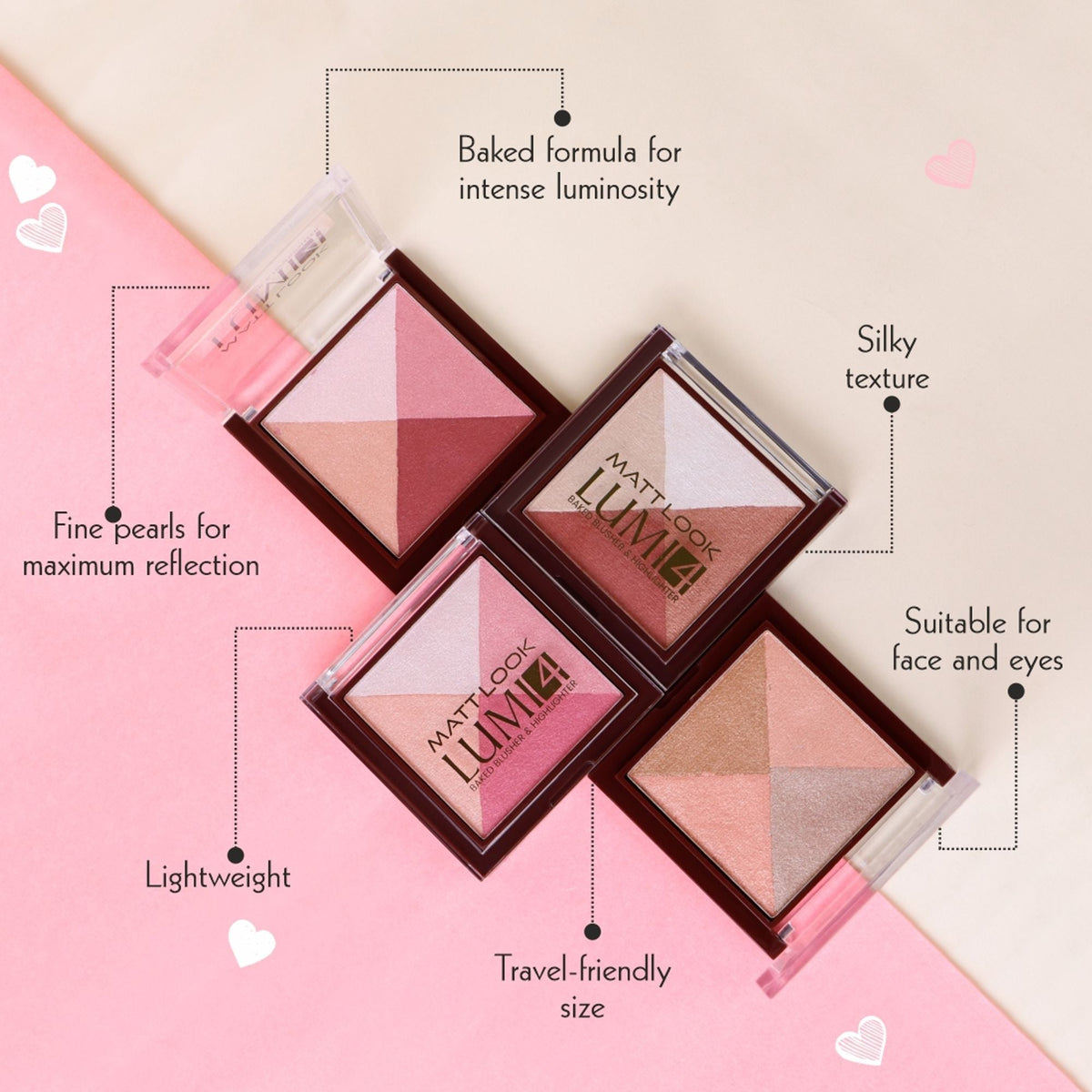 Matt Look Lumi 4 Baked Blusher & Highlighter - Lust Of Love