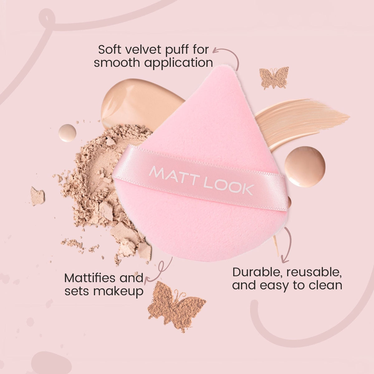 Matt Look Pizza Clouds Powder Pink Puff - Pack Of 2