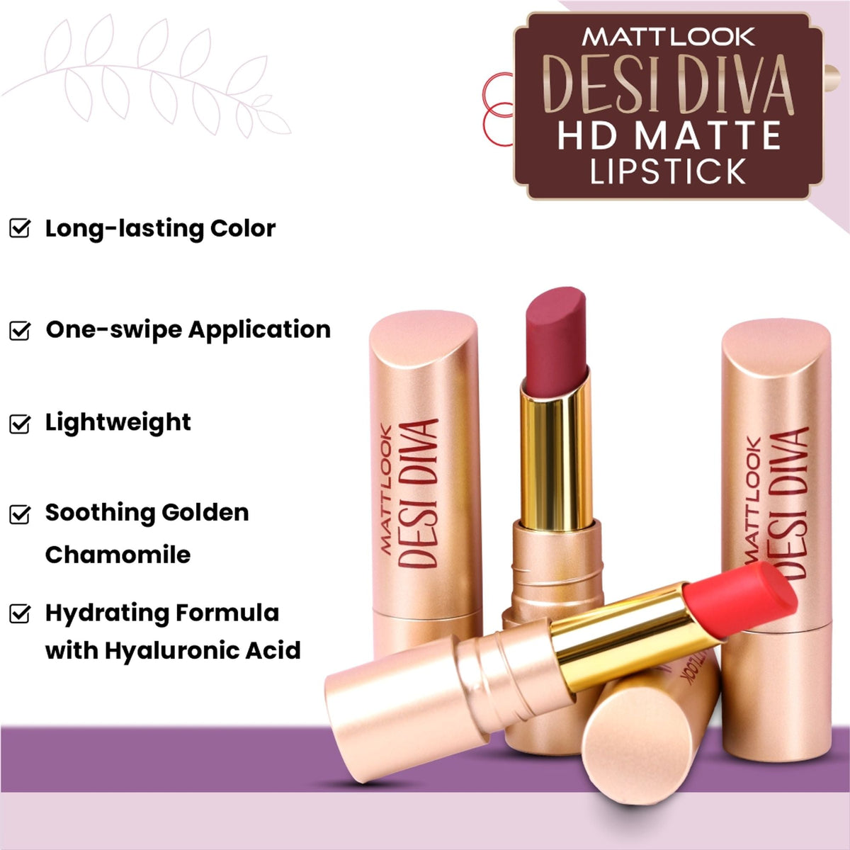 Matt Look Desi Diva HD Matte Lipstick - Bold Magenta-08
