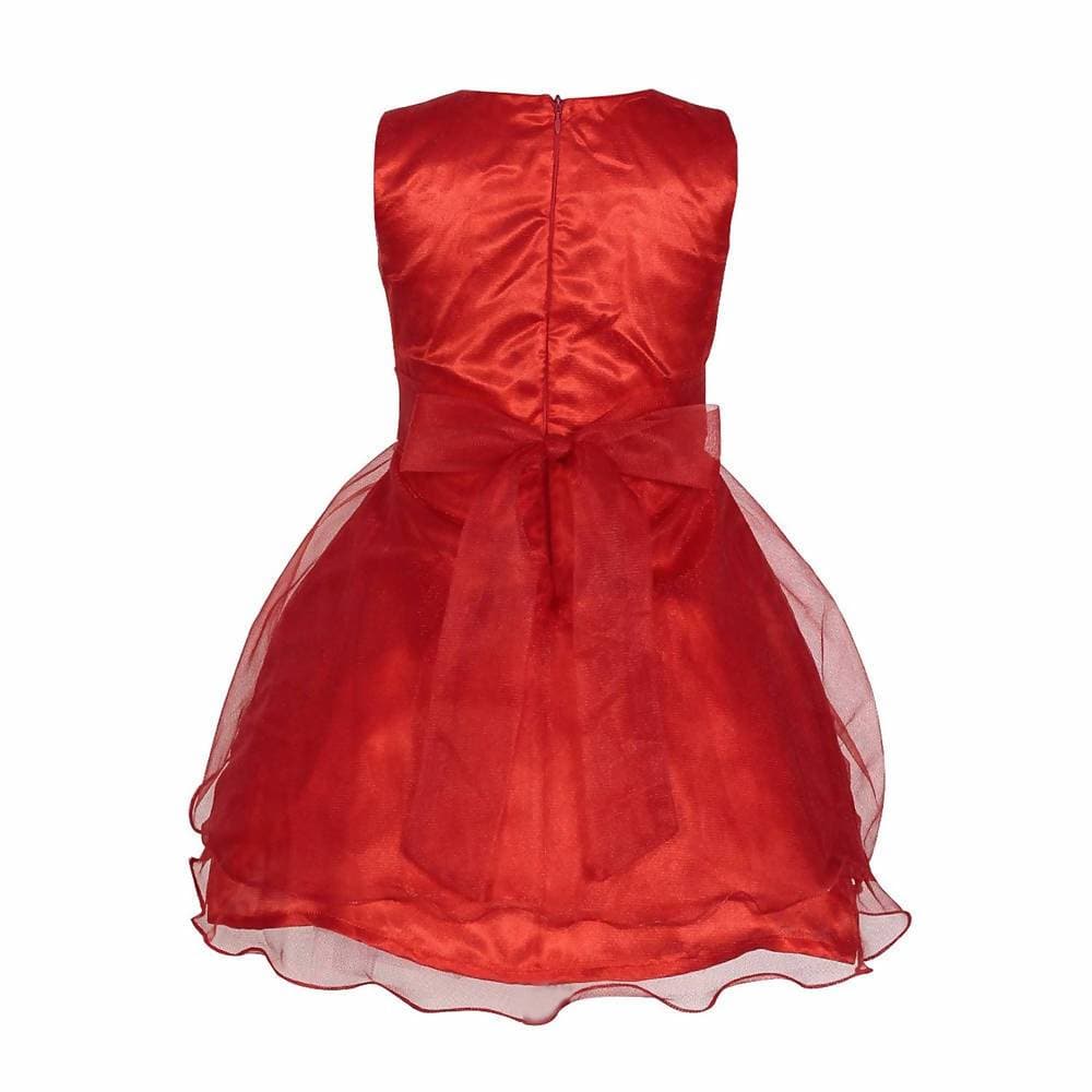 Asmaani Baby Girl's Red Color Satin Knee Length Frock (AS-DRESS-22140)