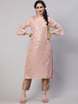 Aks Floral Printed Bell Sleeves Regular Kurta With Trousers
