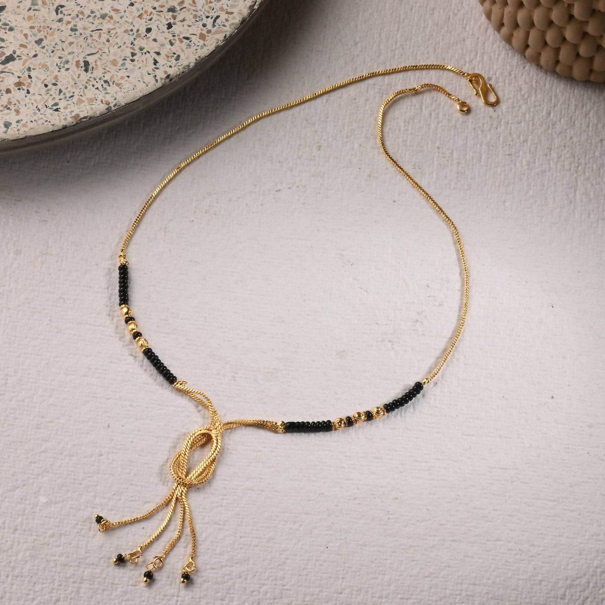 AanyaCentric Gold-Polished Mangalsutra & Ring Set
