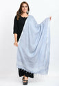 Mominos Fashion Moeza Women's Linen Cotton Silver Border Grey Dupatta