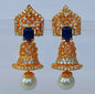 AD Bell Type Jhumkas with Blue Stone