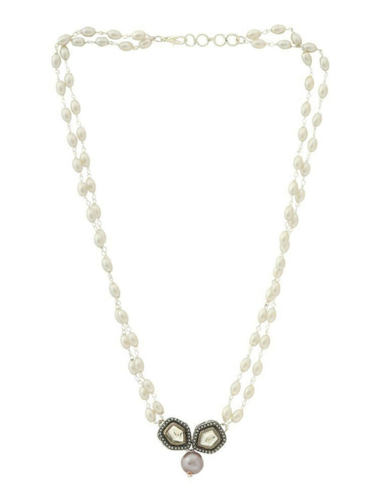 Beaded Chain with Kundan Drop necklace ru raang - Ruby Raang