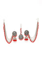 Mominos Fashion Johar Kamal Bahubali Red Beads Earrings With Tikka