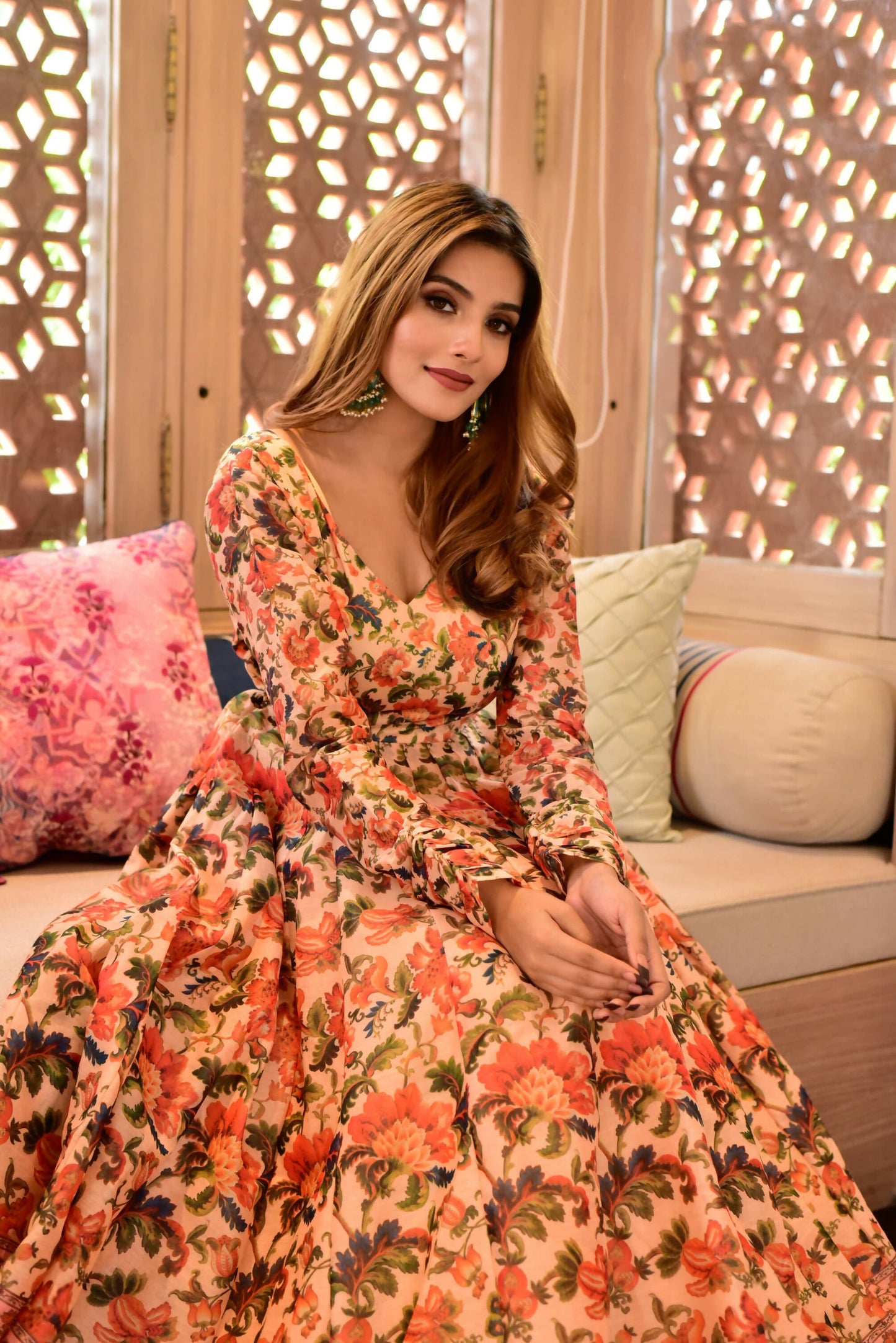 Casual Designer Multi Cotton Silk Gown - Anbazaar
