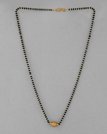 VOJ Gold-Polished AD-Studded & Beaded Mangalsutra