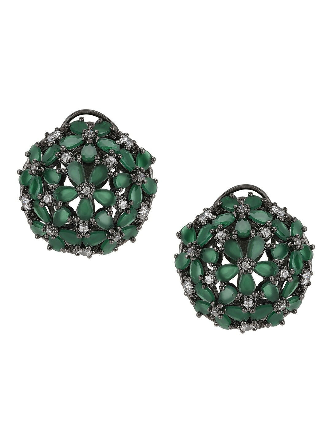 Diamond & Green Stone Earrings- Ruby Raang