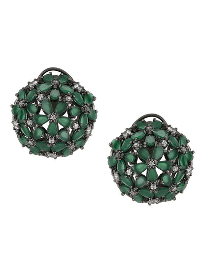 Diamond & Green Stone Earrings- Ruby Raang