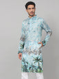 Palm Trees Print Silk Kurta by Hilo Design