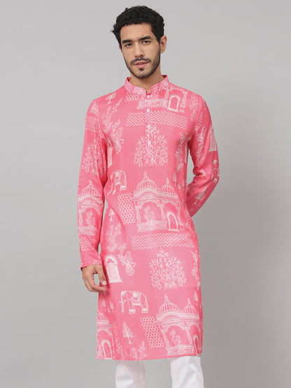 Botanical Architecture Traditional Printed Silk Kurta by Hilo Design