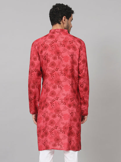 Floral Print Silk Kurta by Hilo Design