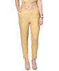 Juniper Women Gold Cotton Flex Solid Slim Fit Pant/Slim Pant