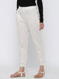Juniper Women Offwhite Cotton Flex Solid Slim Fit Pant/Slim Pant