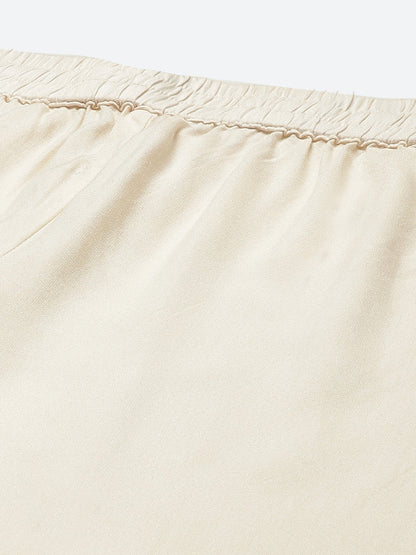 Juniper Women Ivory Rayon Solid Wide Leg Palazzo