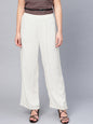 Juniper Women Offwhite Rayon Solid Wide Leg Palazzo
