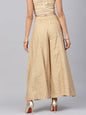 Juniper Women Gold Rayon Printed Flared Palazzo