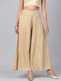 Juniper Women Gold Rayon Printed Flared Palazzo