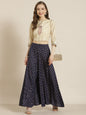 Juniper Women Navy Rayon Printed Flared Palazzo