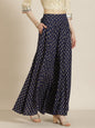 Juniper Women Navy Rayon Printed Flared Palazzo