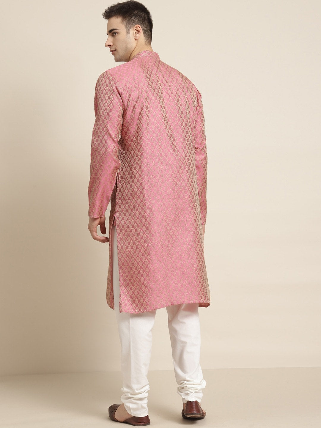 Sojanya Ethnic Motif Woven Design Mandarin Collar Straight Kurta With Churidar