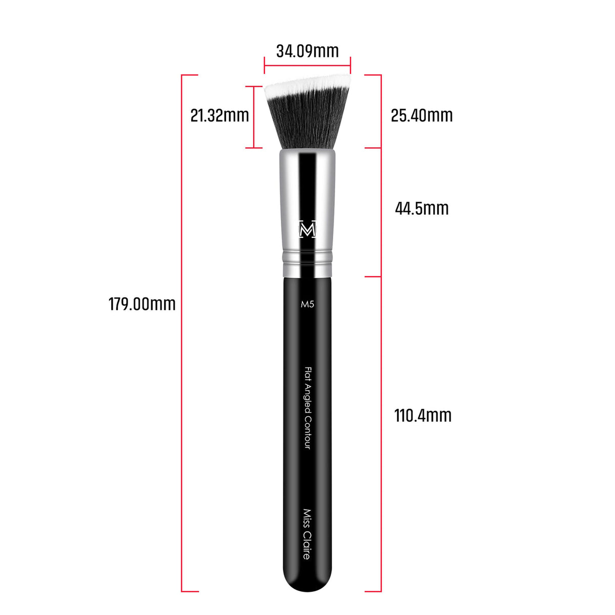 Miss Claire M5 - Flat Angled Contour Brush - Chrome