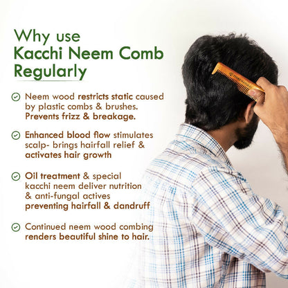 Ivory Natural Beard Kacchi Neem Wooden Comb - Natural Grooming For Beard