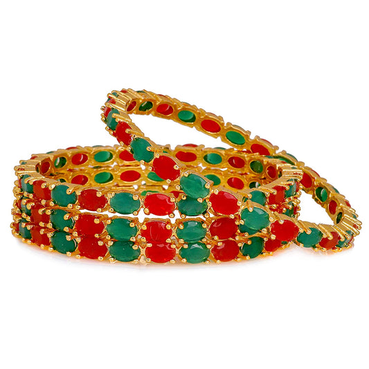 Gold-Polished Alloy Multi Ad 4 Bangles Set - The Pari