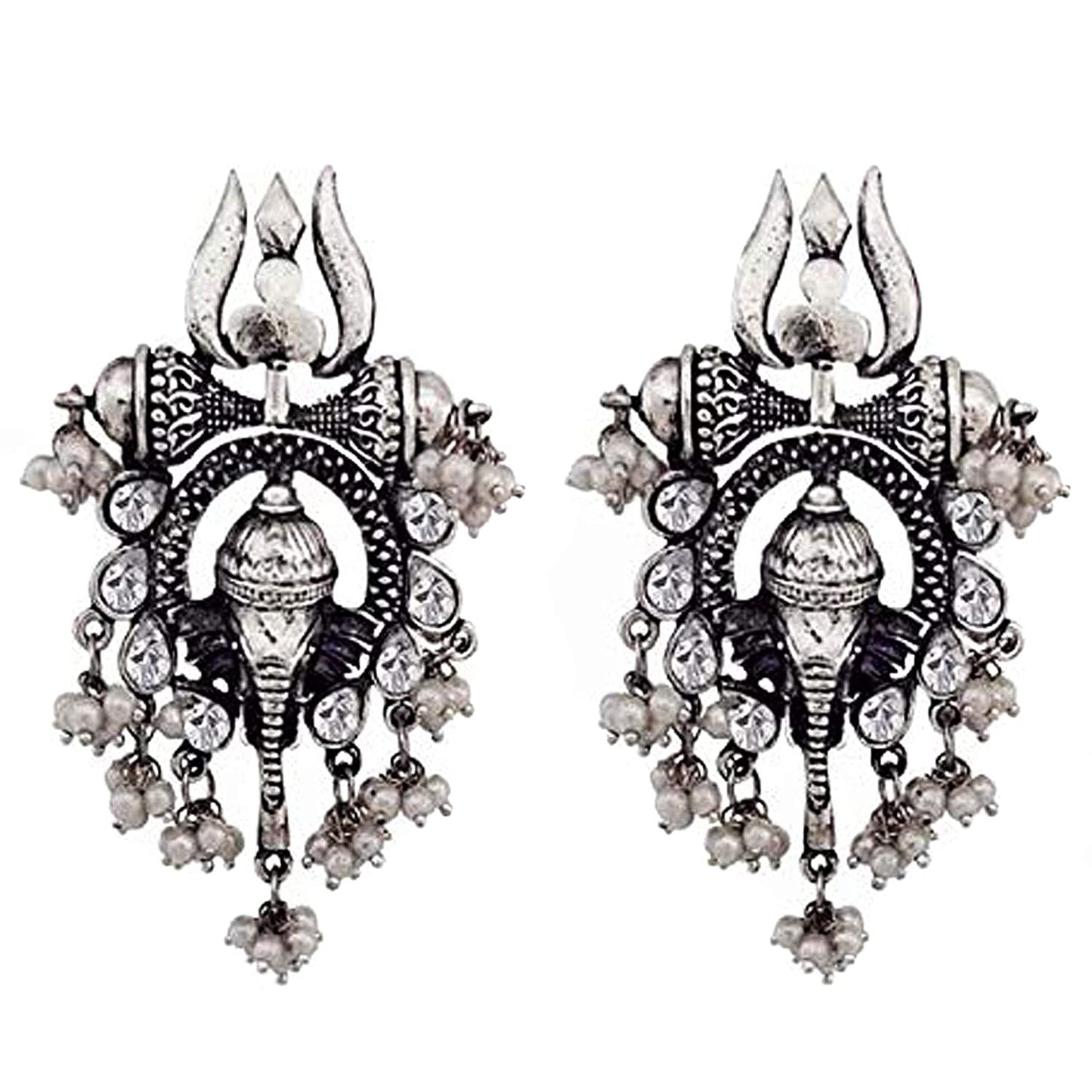 Silver-Plated Alloy Oxidised Ganesh Ji Shape Necklace - The Pari