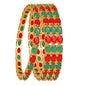 Gold-Polished Alloy Designer Red Green Combo Of Ad Bangles - The Pari