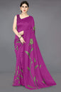 Mirchi Fashion Women's Pink Vichitra Silk Stylish Floral Printed Saree