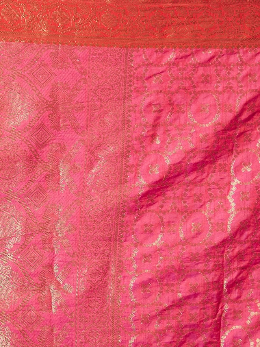 Akhilam Women's Jacquard Kanjivaram Silk Saree With Unstitched Blouse