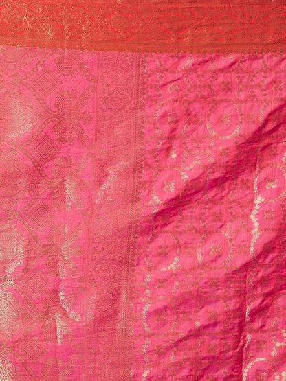 Akhilam Women's Jacquard Kanjivaram Silk Saree With Unstitched Blouse