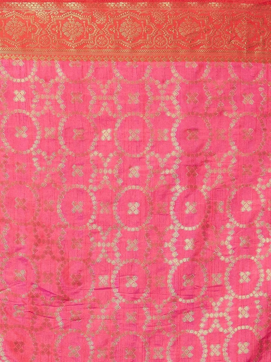 Akhilam Women's Jacquard Kanjivaram Silk Saree With Unstitched Blouse