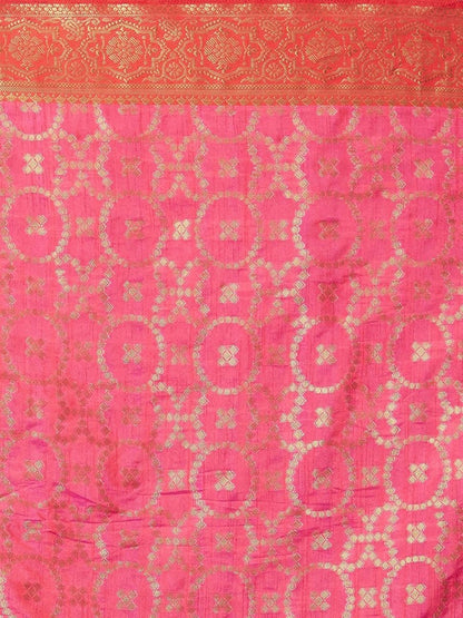 Akhilam Women's Jacquard Kanjivaram Silk Saree With Unstitched Blouse