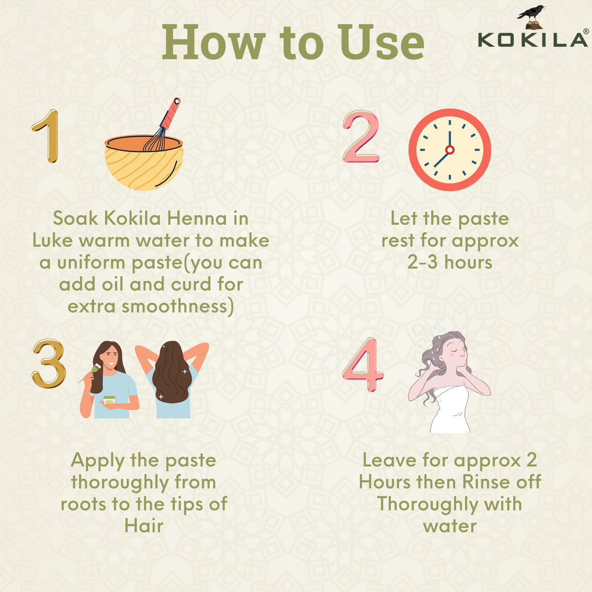 Kokila 100% Natural & Herbal Henna Mehandi Powder With 6 Ayurvedic Herbs, Organic Hair Colour