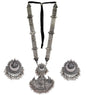 Silver-Plated Alloy Long Half Moon Oxidised Necklace - The Pari