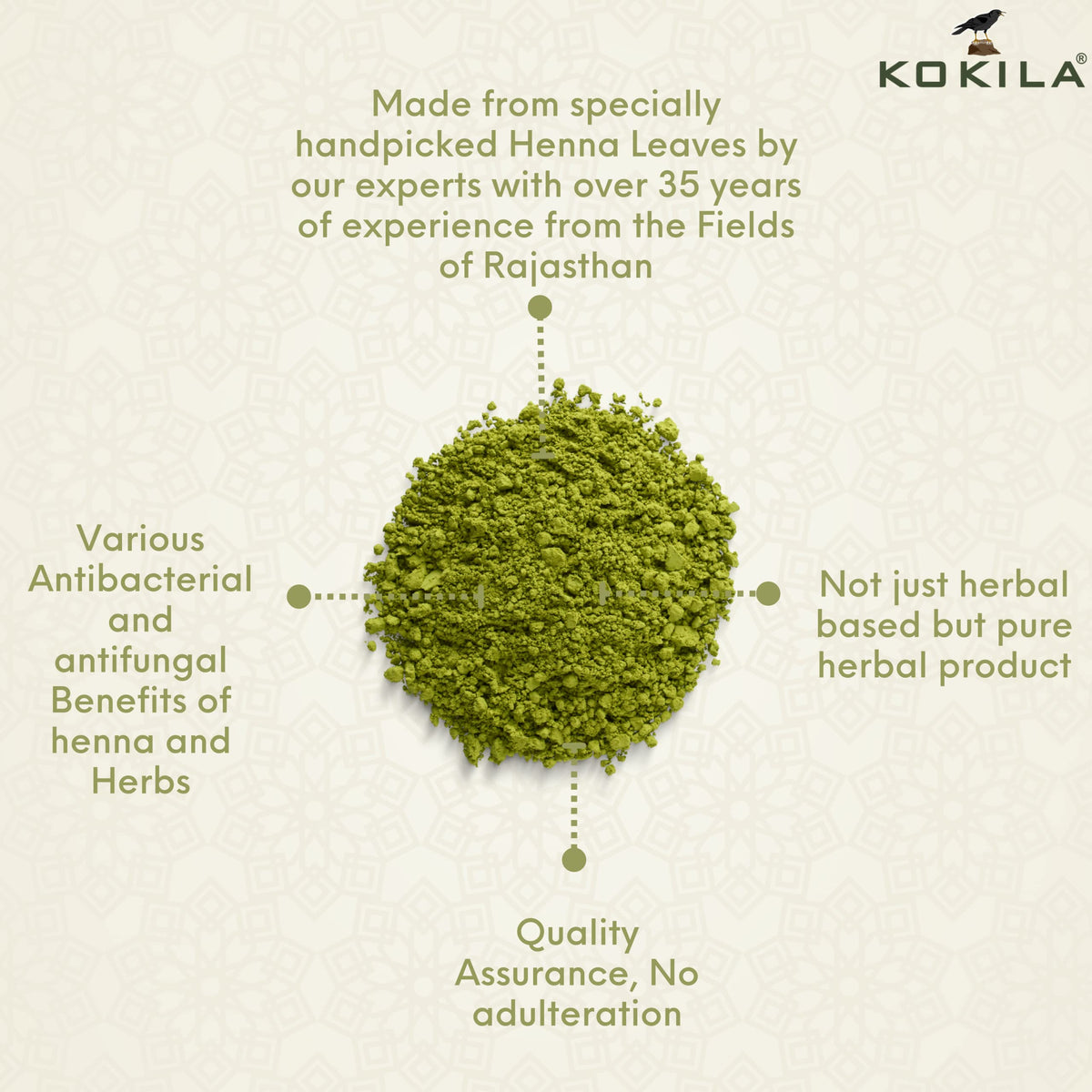 Kokila 100% Natural & Herbal Henna Mehandi Powder With 6 Ayurvedic Herbs, Organic Hair Colour