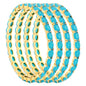 Gold-Polished Alloy Designer Sky Blue Combo Of Ad Bangles - The Pari