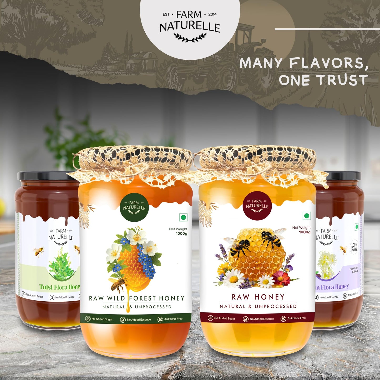 Farm Naturelle Immunity Herbs Infused In Wild Forest Honey