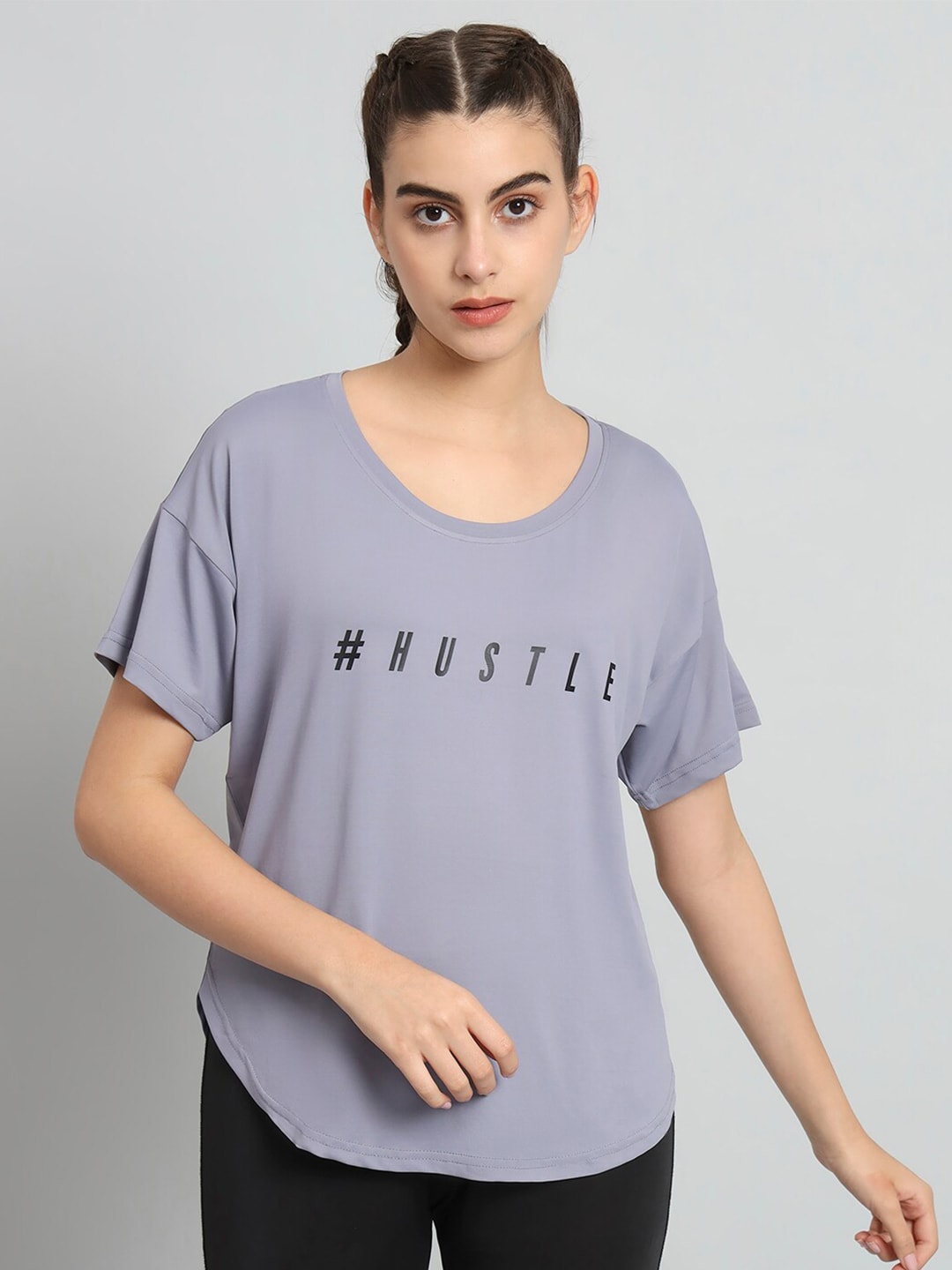 MKH Typography Printed Drop-Shoulder Sleeves Relaxed Fit Dri-FIT T-shirt