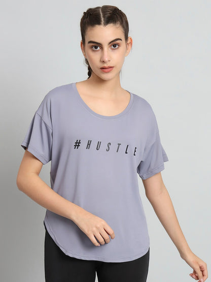 MKH Typography Printed Drop-Shoulder Sleeves Relaxed Fit Dri-FIT T-shirt