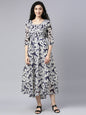 Souchii Floral Printed Chiffon Empire Midi Dress