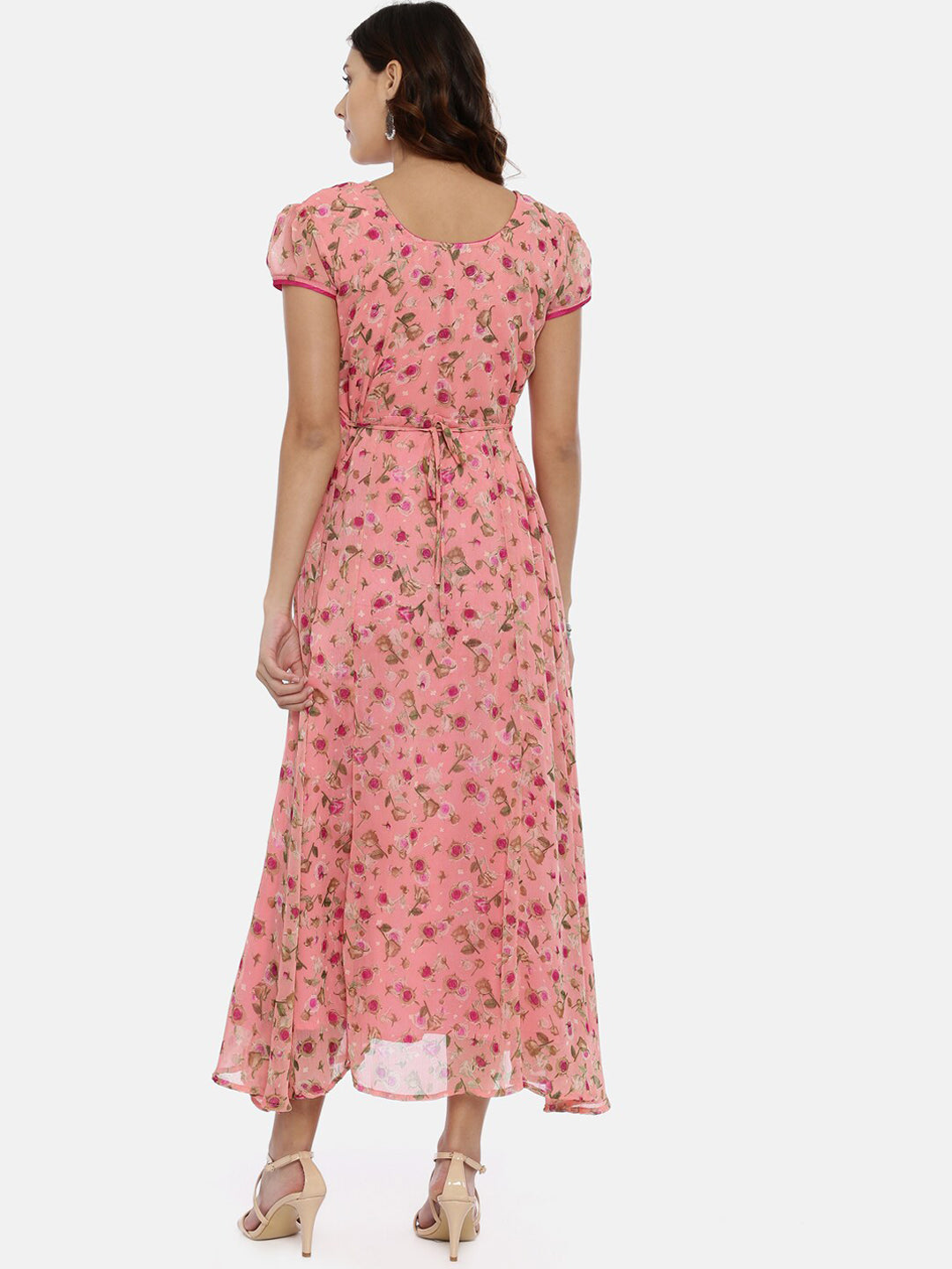 Souchii Women Pink Printed Fit And Flare Beautiful Dress